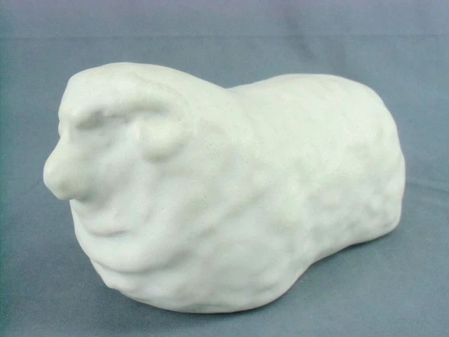 Japanese Zodiac Sheep Statue Lucky Charm Vtg Clay Okimono Signed White CD57