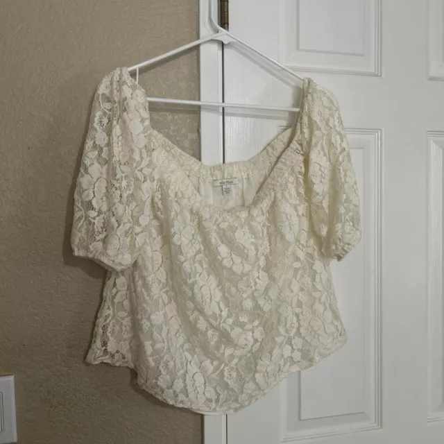 Ella Moss Ivory Lace Off Shoulder Blouse Small