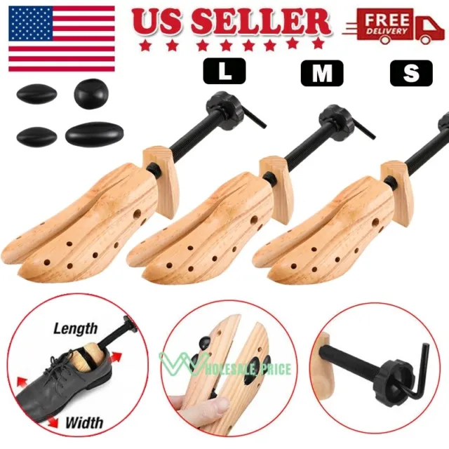 2-Way Adjustable Wooden Shoe Stretcher Expander Men Women Boot Shoes 5- 13 S M L