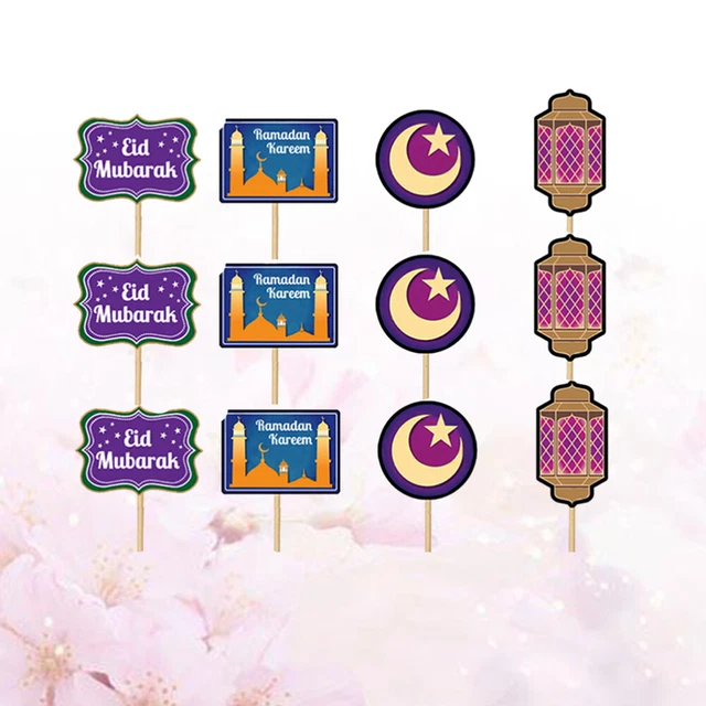 12 piezas Tapa de pastel de Ramadán pastel decorativo postre fruta picas Topper