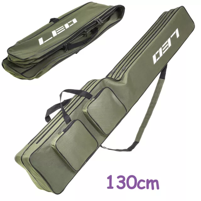 130cm Portable Fishing Rod Carrier Canvas Pole Tool Storage Gear Tackle Bag Case