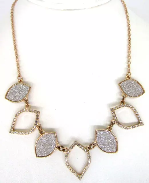 Charming Charlie Dainty Rhinestones Glitter Gold Tone Chain Collar Necklace 16"