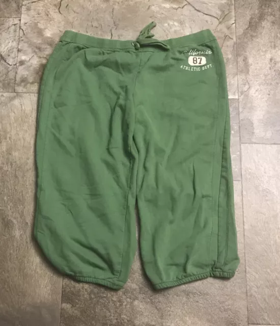 Mossimo Sweatpants green Sz XL drawstring waist capri length athleisure 1718