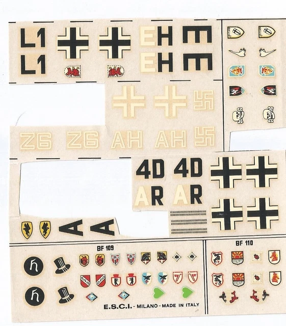1/72 Esci Planche De Decalcs Pour Maquettes Avions Junkers Ju 88 Bf109  Et 110