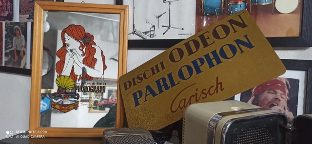 Specchio Dischi Odeon Parlophon Insegna Pubblicitaria Rara