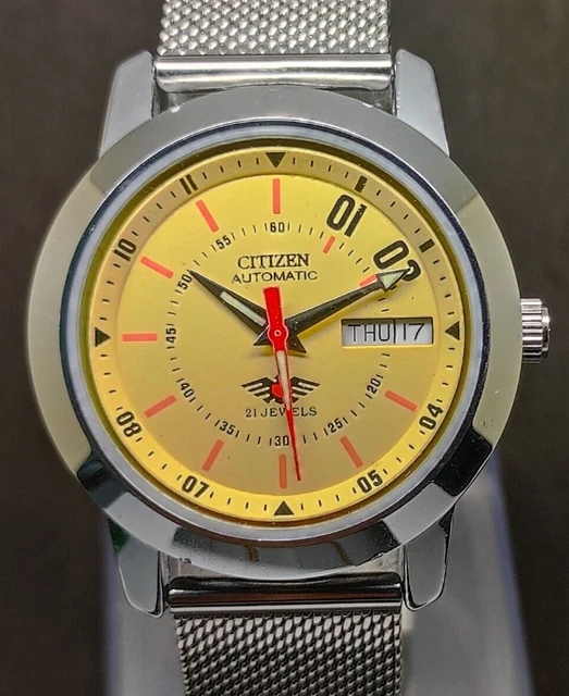 VINTAGE CITIZEN AUTOMATIC 38mm DayDate 21 Jewels Silver Japan Men's