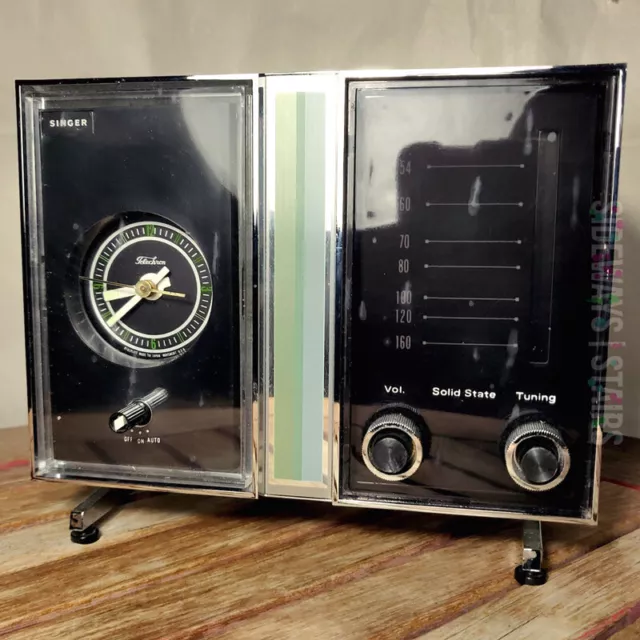 SINGER AM CLOCK RADIO HE5060 mid century rare solid state Taiwan