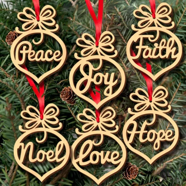 6Pcs Christmas Decorations Wooden Ornament Xmas Tree Hanging Pendant Ornam*xd