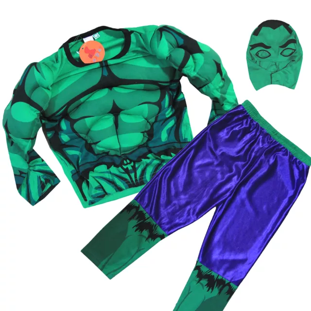 New Size 2-10 Kids Child Hulk Avengers Muscle Party Costumes Boys Toddler