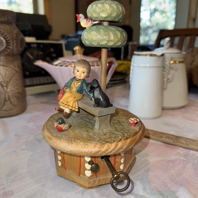 ANRI VINTAGE PAINTED WoodMusic Box GIGI Plays, Thorens Movement