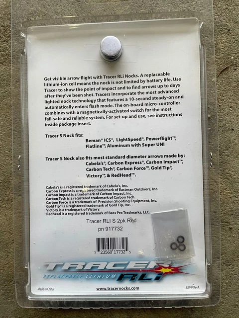 Easton Tracer 2 Pack - Replaceable Lithium RLi - Lighted S Nocks 2