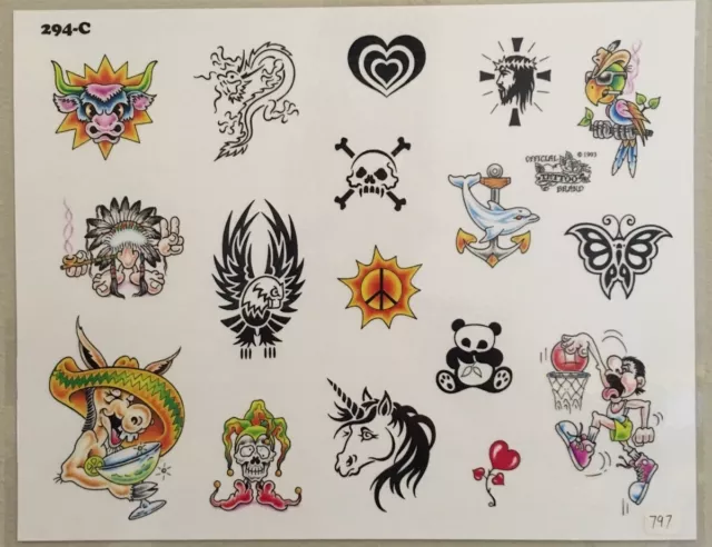 Tattoo Flash Single Sheet Print Small Images Official Tattoo Brand 11” X 14”