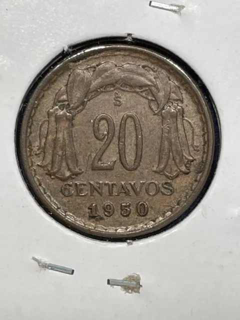 1950 - 20 Centavos Coin from Chile, a very nice mid-grade coin XF