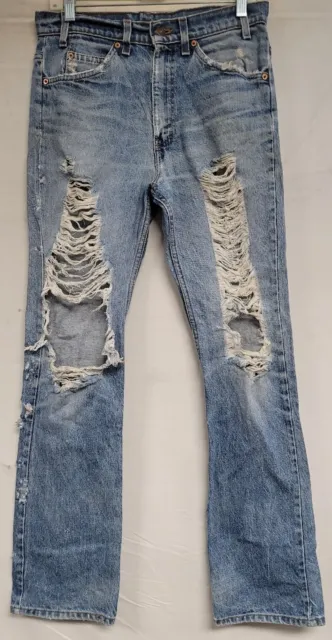 Vintage Levis 517 Denim Jeans Very Distressed Orange Tab Usa Made 31X33 Unisex