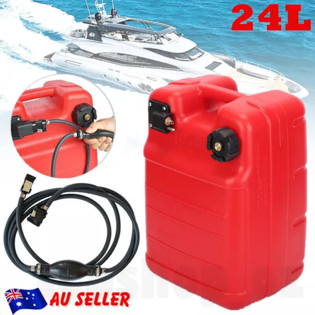 24 Litre Outboard Fuel Tank with Gauge + 3 Meter Fuel Line Set Boat Motor Parts