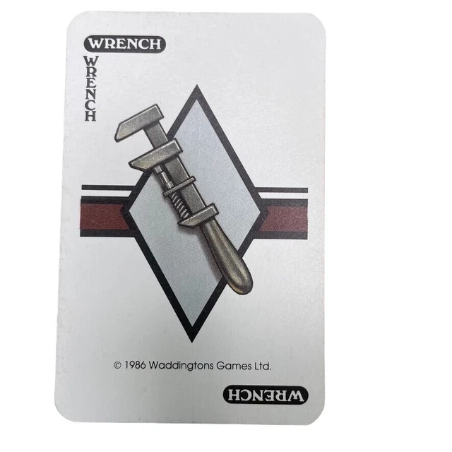 VINTAGE 1986 CLUE Wrench Weapons Card Replacement Game Piece u 7.99