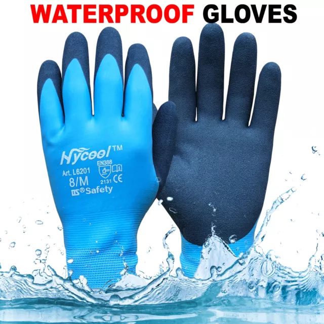 Waterproof Latex Coated Work Safety Grip Gloves Builders Gardening Mechanic