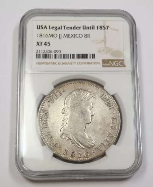 1816 MO JJ NGC XF45 | MEXICO - Silver Eight Reales - Fernando VII 8R Coin 35686A