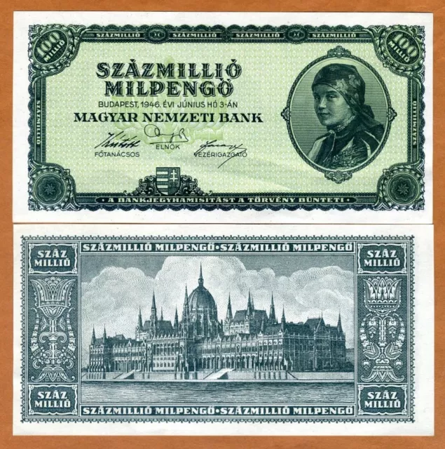 Hungary, 100,000,000,000,000 pengo, 1946, P-130 aUNC