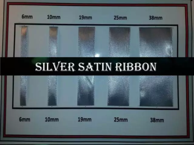 Cinta satinada de color plateado de calidad 1/4", 3/8", 3/4", 1", 1 1/2"" anchos Reino Unido
