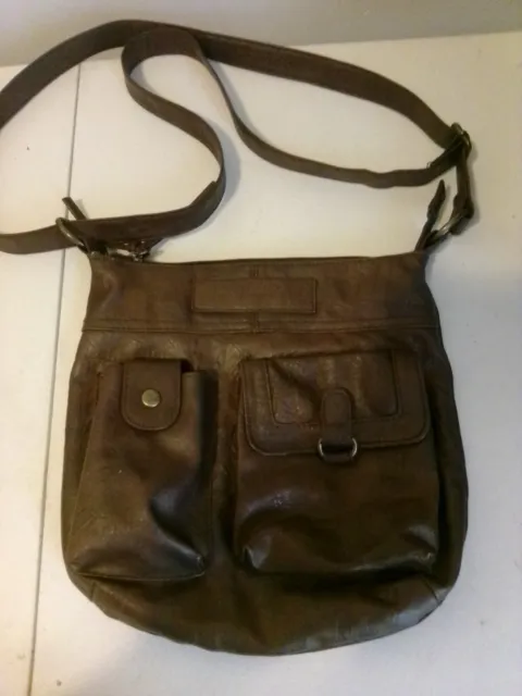 AMERICAN EAGLE OUTFITTERS AE CROSSBODY ANYWHERE Leather BAG BROWN Pockets Carry