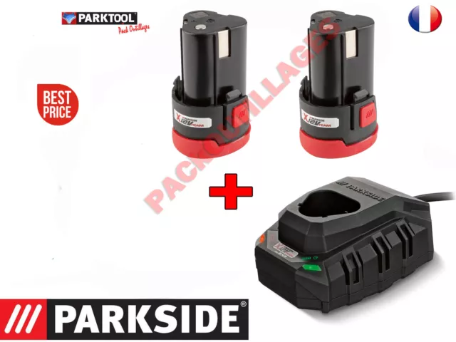 Parkside Lote De 2 Baterías 12V 2Ah + Cargador 12V Serie X12VTEAM