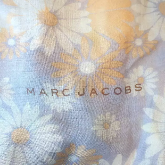 Marc Jacobs Daisy Print Shawl Scarf Light Blue/Multi Wool-Silk Gauze 3