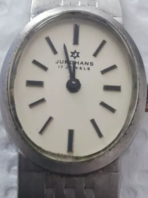 Vintage Damen Armbanduhr, Junghans, 835er Silber, Handaufzug, funktioniert