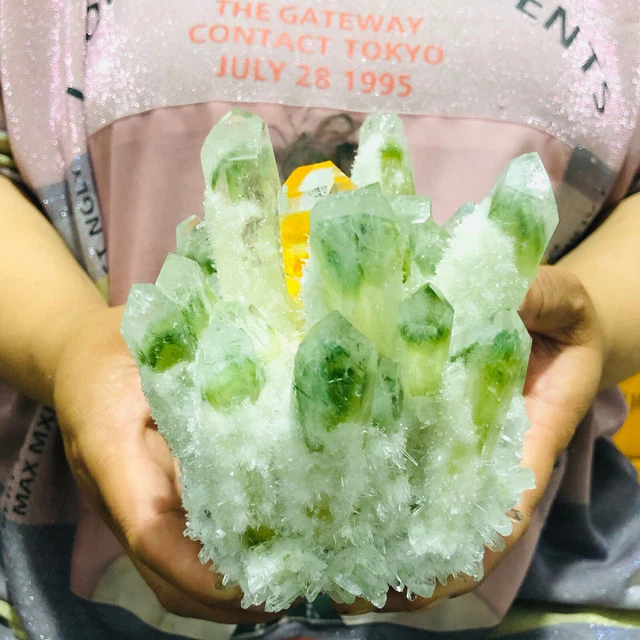 1140G New Find Green Phantom Quartz Crystal Cluster Mineral Specimen Healing