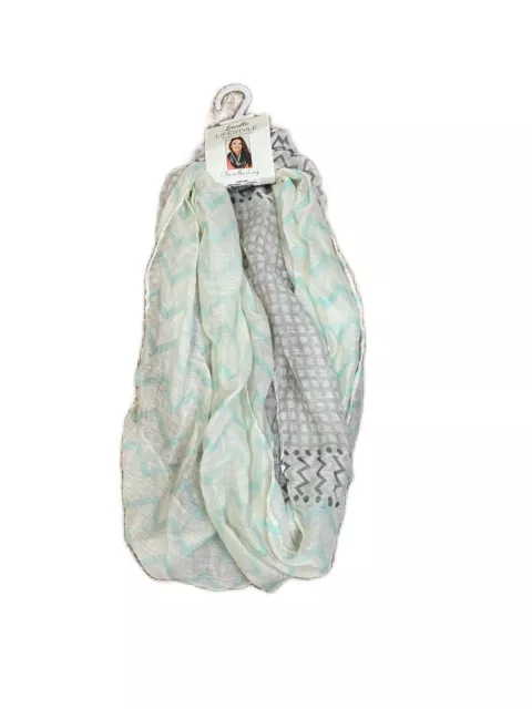 Lavello Lifestyle Infinity Scarf Loop Wrap Around Pink mint Green, Gray NWT