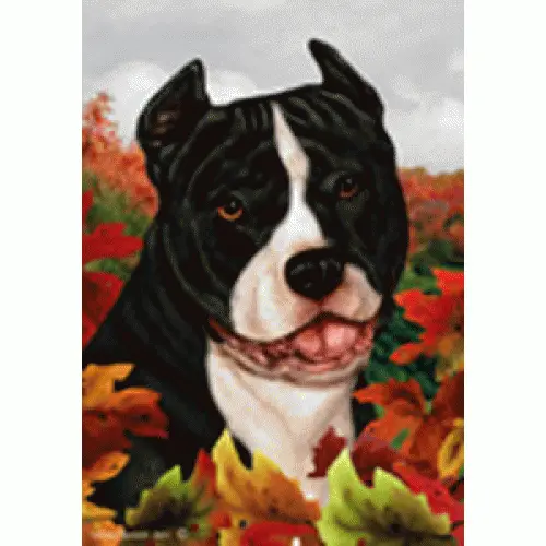 Fall Garden Flag (TB) - Black and White American Pit Bull Terrier 134051