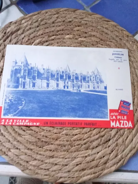 ancien buvard publicitaire la pile Mazda château de Josselin Morbihan 2