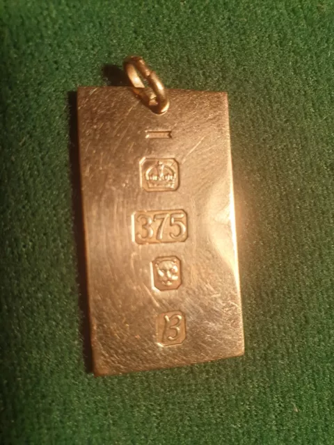 Bar Ingot 9ct Yellow Gold Bullion Pendant 11.2 Grams Bar Ingot 9ct Yellow Gold Bullion Pendant 11.2 Grams