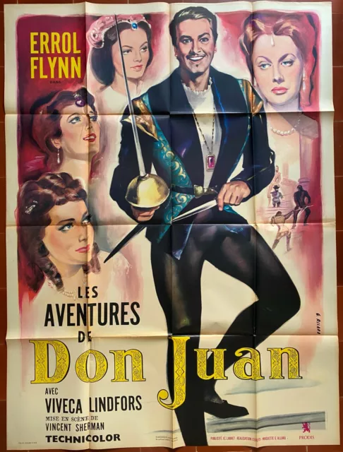 Locandina Le Avventure Di Don Juan Viveca Lindfors Errol Flynn 120x160cm