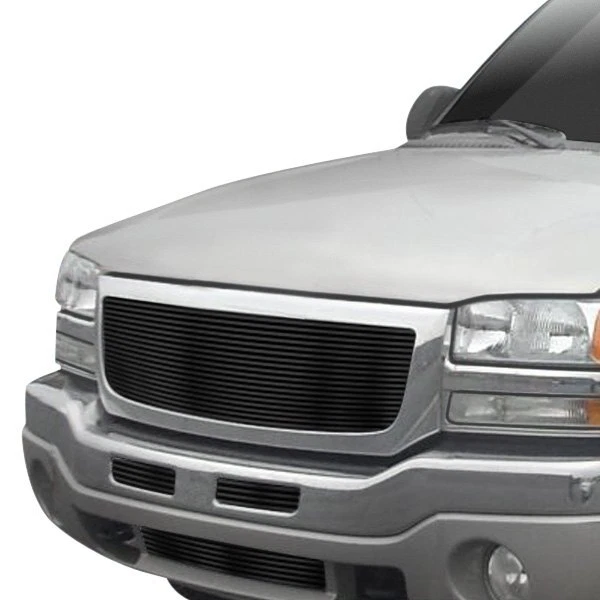 For GMC Sierra 3500 Classic 07 Main and Bumper Grille Kit 3-Pc Black 8x6 mm