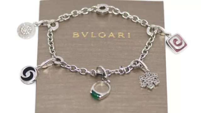 Bulgari Bvlgari 18K White Gold Charm Bracelet 7.75in