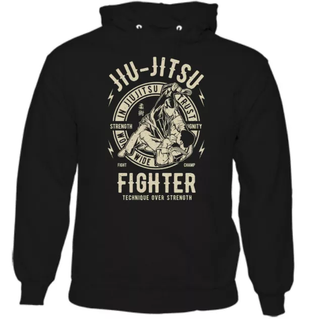 Jiu Jitsu Fighter Mens Martial Arts Hoodie Training Top Gym MMA Brazilian Fight