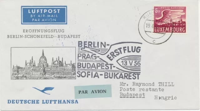 LUXEMBURG 1956 Deutsche Lufthansa Ost Erstflug „BERLIN-SCHÖNEFELD – BUDAPEST"