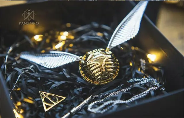 Jewelry Storage Necklace Chain Harry Potter Platinum Wing Golden Snitch Ring Box