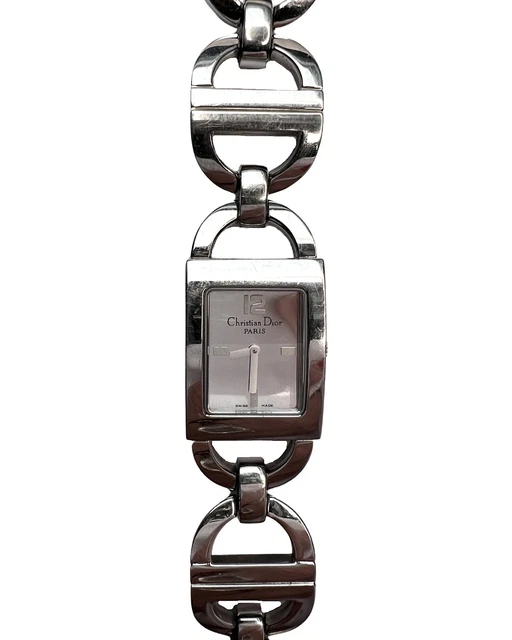 Christian Dior Watch Wristwatch Silver CD Logo Malice Stainless Steel Vintage