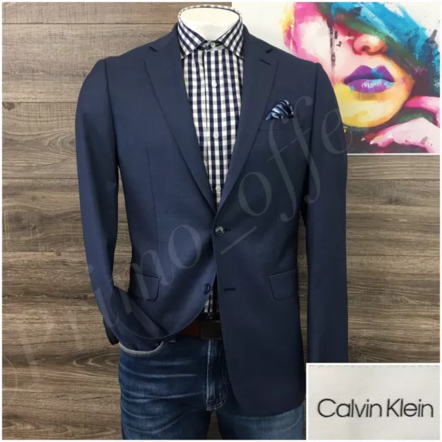 Calvin Klein Mens Blazer Sport Coat Casual Jacket Size 42L Wool 2 Button Suits