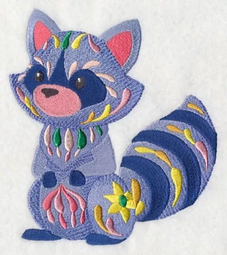 Embroidered Sweatshirt - Flower Power Baby Raccoon M7030