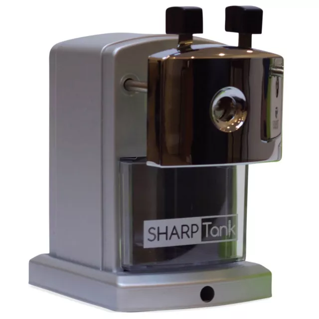 SharpTank Portable Pencil Sharpener (Metallic Silver) | Compact & Quiet Class...