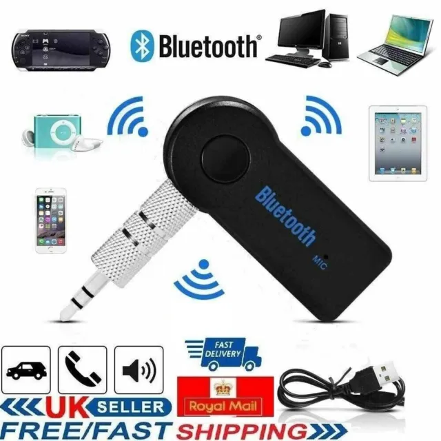 Wireless Bluetooth 3.5mm Aux Audio Stereo Music Car Adapter Receiver With Mic