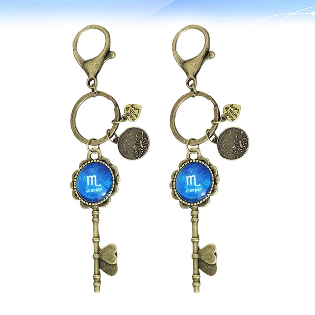 2 Pcs DIY Key Chain Accessories Time Key Holder Metal Button 12