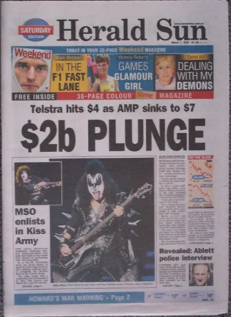 KISS NEWSPAPER - HERALD SUN - 30x40cm - AUSTRALIA 2003 - N628115