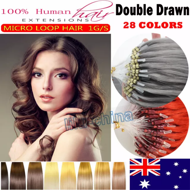 Micro Loop Ring Beads 100% Remy Human Hair Extensions Double Drawn 7A 1G