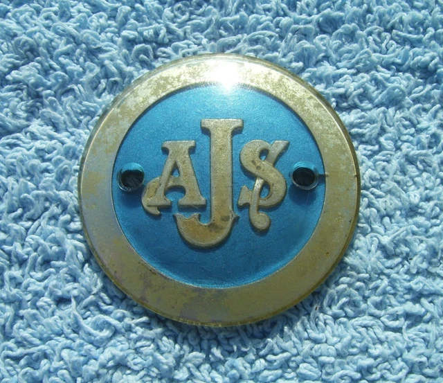 AJS Petrol Tank Badges Blue & Silver Sold As A Pair Made In Uk Oem No 02 2362 P3866