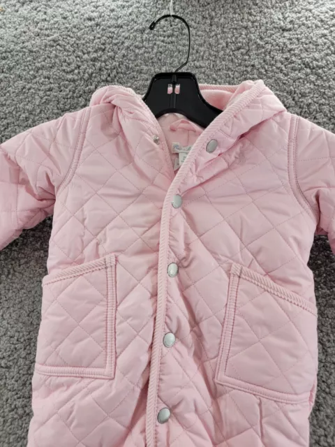 Polo Ralph Lauren Hooded Barn Bunting Baby Girls' 3M Pink Quilted Long Sleeve~ 2