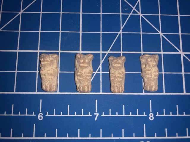 4 Carved Pre Columbian Native Taino Stone Fetish Effigy Beads /  Pendants